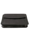 Front View Of The Black Mens Leather Wrist Bag