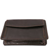 Angled View Of The Dark Brown Mens Leather Wrist Bag