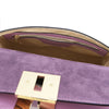 Internal Zip Pocket View Of The Lilac Designer Handbag