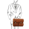 Man Posing With The Natural Italian Leather Briefcase