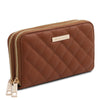 Angled View Of The Cognac Ladies Zipper Wallet