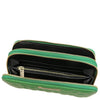Internal Pocket View Of The Green Ladies Zipper Wallet