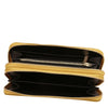 Internal Zip Pocket View Of The Mustard Ladies Zipper Wallet