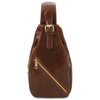 Front View Of The Brown Mens Leather Crossover Bag