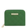 Front View Of The Green Small Zip Around Wallet