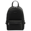 Front View Of The Black Soft Leather Backpack