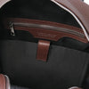 Internal Zip Pocket View Of The Coffee Soft Leather Backpack