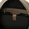 Internal Zip Pocket View Of The Dark Taupe Soft Leather Backpack