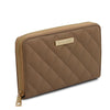 Angled View Of The Light Taupe Soft Leather Wallet