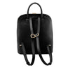 Rear View Of The Black Womens Leather Backpack