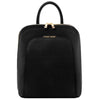 Front View Of The Black Womens Leather Backpack