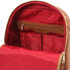 Internal Features View Of The Cognac Soft Womens Leather Backpack