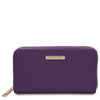 Front View Of The Purple Zipper Wallet For Women