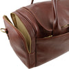 Side Pocket View Of The Brown Luxury Leather Travel Bag