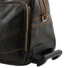 Extendable Handle Close Up View Of The Dark Brown Small Leather Trolley bag