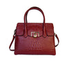 Additional Front View Of The Dark Red Leather Handbag With Shoulder Strap