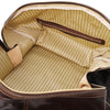 Internal Compartment View Of Bag 2 Of The Deluxe Dark Brown Leather Travel Bag Set