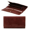 Open And Front View Of The Brown Womens Leather Wallet