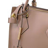 Locking Mechanism View Of The Light Taupe Fortuna Vertical Leather Handbag
