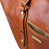 Front Pocket  View Of The Honey Islander Leather Travel Bag