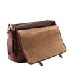 Opening Flap View Of The Brown Italian Leather Briefcase