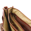 Additonal Close Up Of The Internal Zip Pocket Of The Brown Italian Leather Briefcase