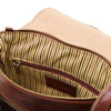 Internal Zipper Pocket View Of The Brown Mens Crossbody Bag Leather