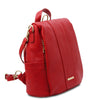 Angled View Of The Lipstick Red Ladies Backpack