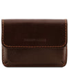 Front View Of The Dark Brown Leather Card Holder