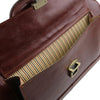 Front Pocket View Of The Brown Leather Doctors Bag