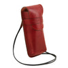 Angle View Of The Red Leather Eyeglasses Case
