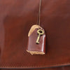 Key Feature View Of The Brown Leather Laptop Briefcase