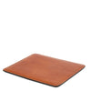 Angled View Of The Honey Leather Mouse Pad Of The Leather Desk Set