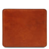 Front View Of The Honey Leather Mouse Pad Of The Leather Desk Set
