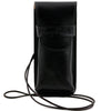 Front View Of The Black Leather Eyeglasses Case