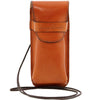 Front View Of The Honey Leather Eyeglasses Case