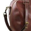 Shoulder Strap Attachment View Of The Brown Leather Duffle Bag Large