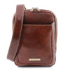 Front View Of The Brown Crossbody Bag Mens