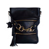 Front View Of The Carly Black Leather Handbag