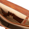 Internal Features View Of The Natural Mens Leather Messenger Bag