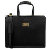 Front View Of The Black Ladies Leather Briefcase