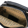 Internal Zip Pocket View Of The Black Crossbody Bag Leather