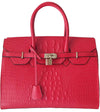 Front View Of The Red Leather Handbag For Ladies