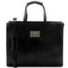 Front View Of The Black Leather Briefcase For Women