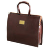 Angled View Of The Brown Leather Briefcase For Women