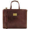 Front View Of The Brown Leather Briefcase For Women
