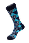 Side View Of The Heather Grey Blue Diamond Socks
