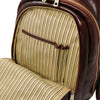 Compartment View Of The Brown Stylish Leather Backpack