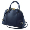 Angled And Shoulder Strap View Of The Dark Blue Casual Handbag