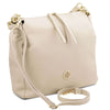 Womens Leather Shopping Bag and Zip Around Wallet Set in soft beige leather with gold accents.